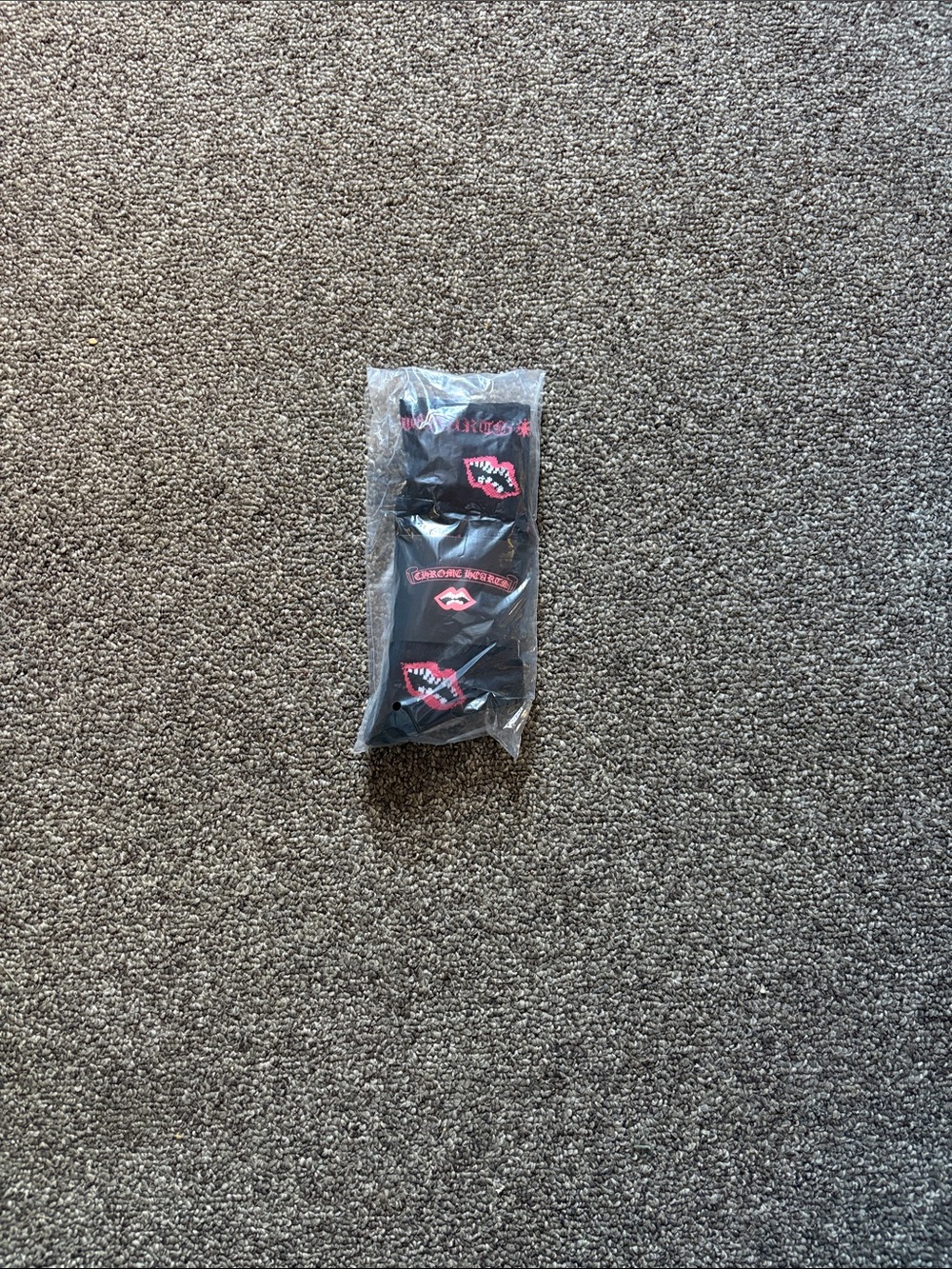 Black Graphic Lip Print Socks